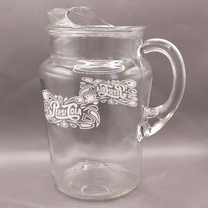 Vintage 1970's - 1980's Pepsi Cola Glass Pitcher with White Logo